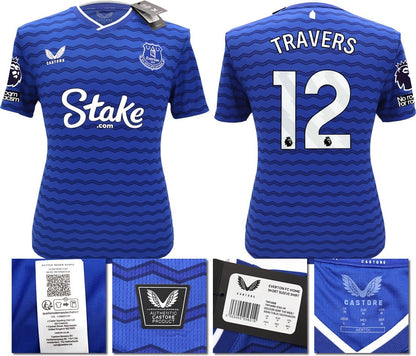 BNWT 2025 2026 EVERTON CASTORE HOME SHIRT TRAVERS 12 + PATCHES