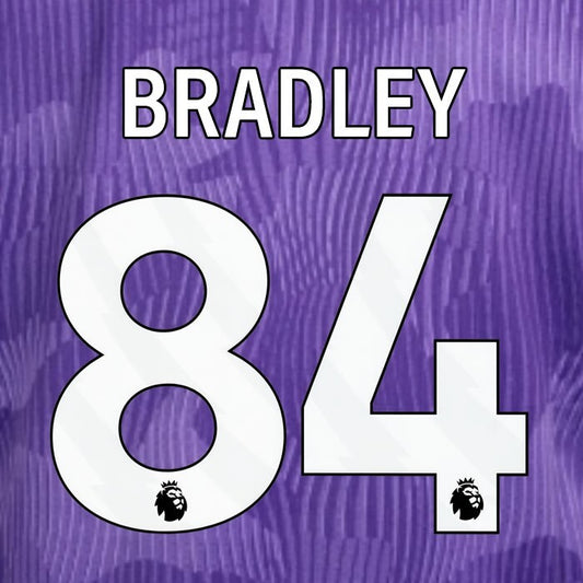2023 2024 OFFICIAL LIVERPOOL BRADLEY 84 WHITE 3RD PLAYER SIZE NAMESET