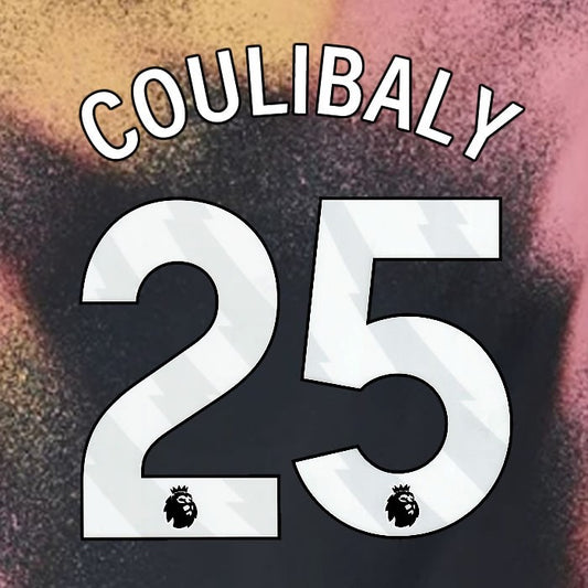 2024 2025 OFFICIAL LEICESTER CITY COULIBALY 25 WHITE AWAY PLAYER SIZE NAME SET