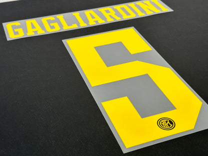 INTER MILAN THIRD 2019 - 2020 OFFICIAL GAGLIARDINI 5 PLAYER SIZE NAMESET