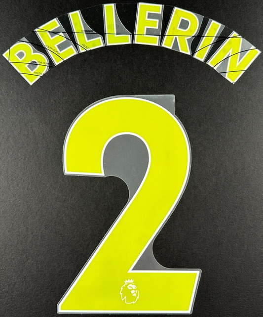 ARSENAL 2019-23 BELLERIN 2 OFFICIAL AVERY DENNISON YELLOW PLAYER SIZE NAME SET