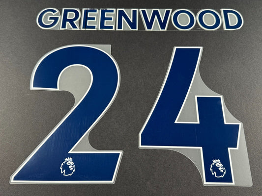 LEEDS UNITED 2022 2023 GREENWOOD 24 OFFICIAL AVERY BLUE PLAYER SIZE NAME SET