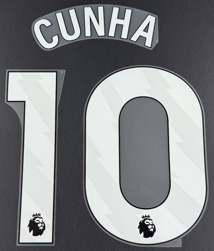 MAN UTD 2025 - 2026 CUNHA 10 OFFICIAL AVERY DENNISON WHITE PLAYER SIZE SET
