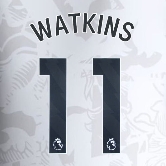 2023 2024 ASTON VILLA WATKINS 11 OFFICIAL BLACK AWAY PLAYER SIZE NAMESET