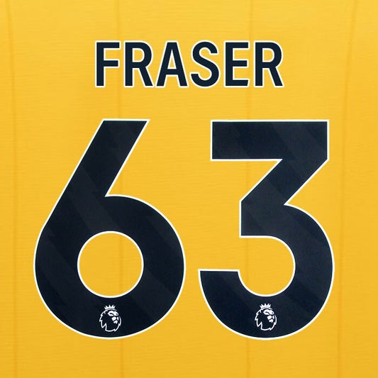 2023 2024 WOLVES HOME BLACK FRASER 63 OFFICIAL PLAYER SIZE NAMESET