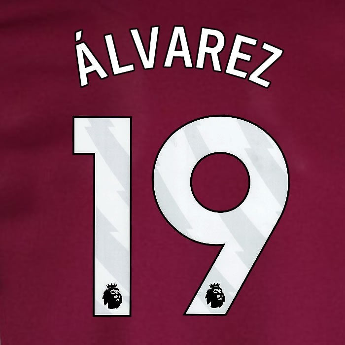2024 2025 WEST HAM ALVAREZ 19 OFFICIAL WHITE HOME PLAYER SIZE NAMESET