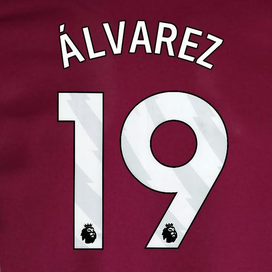 2024 2025 WEST HAM ALVAREZ 19 OFFICIAL WHITE HOME PLAYER SIZE NAMESET