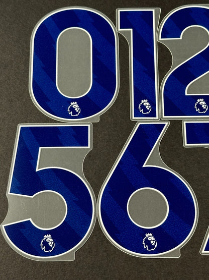 2023 2024 OFFICIAL AVERY DENNISON PREMIER LEAGUE BLUE SHORTS NUMBERS