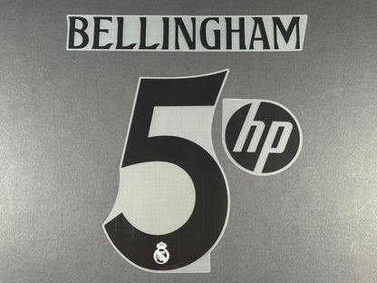 24/25 OFFICIAL REAL MADRID BELLINGHAM 5 + HP OFFICIAL HOME PLAYER SIZE NAME SET