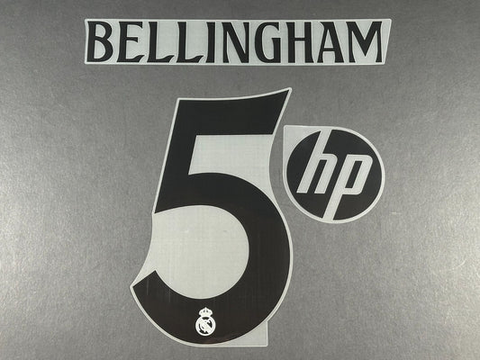 24/25 OFFICIAL REAL MADRID BELLINGHAM 5 + HP OFFICIAL HOME PLAYER SIZE NAME SET