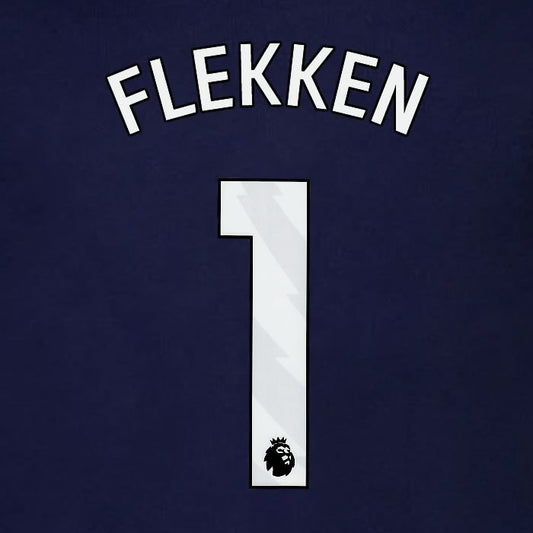 2023 2024 BRENTFORD FLEKKEN 1 OFFICIAL WHITE 3rd PLAYER SIZE NAMESET