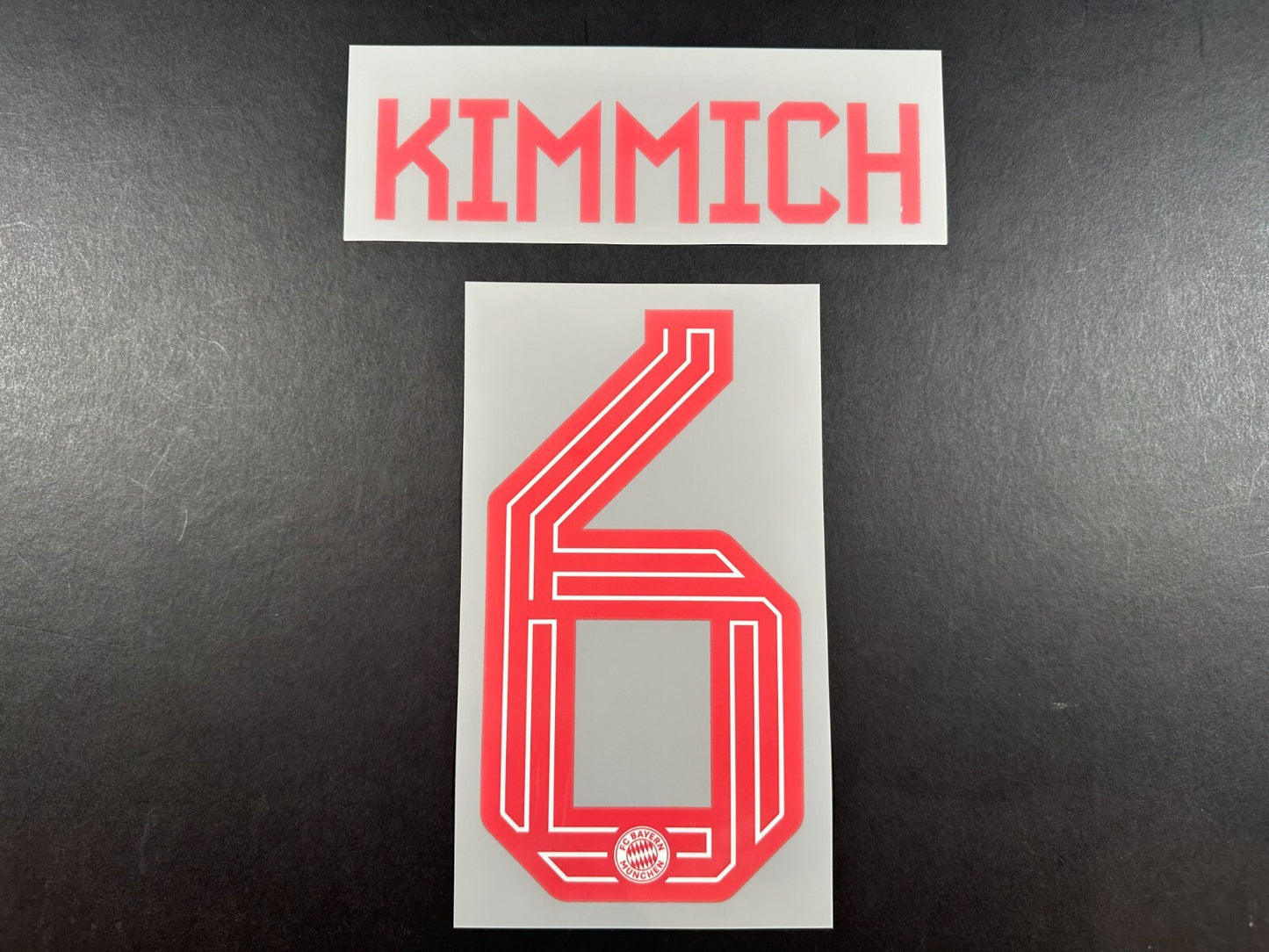 2023 2024 OFFICIAL BAYERN MUNICH KIMMICH 6 HOME RED PLAYER SIZE NAMESET