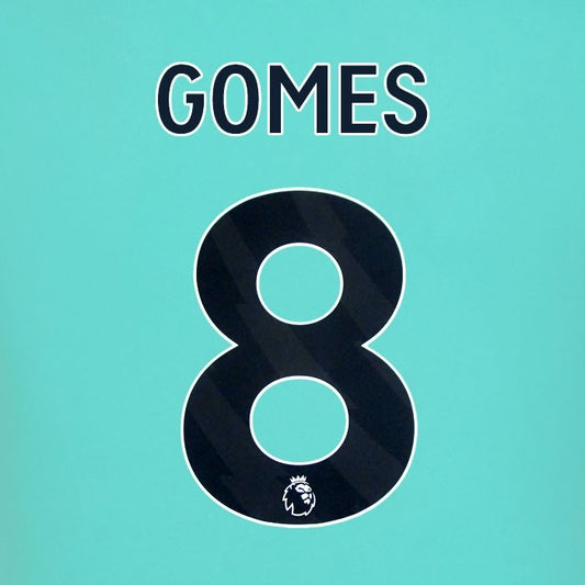 2025 2026 WOLVES AWAY BLACK GOMES 8 OFFICIAL PLAYER SIZE NAMESET