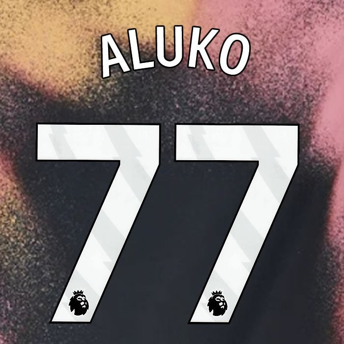 2024 2025 OFFICIAL LEICESTER CITY ALUKO 77 WHITE AWAY PLAYER SIZE NAME SET