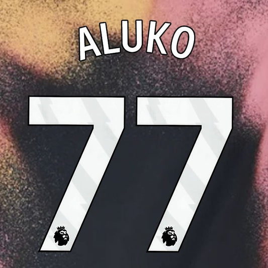 2024 2025 OFFICIAL LEICESTER CITY ALUKO 77 WHITE AWAY PLAYER SIZE NAME SET