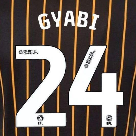 25 26 HULL CITY GYABI 24 OFFICIAL WHITE HOME PLAYER SIZE NAME SET 230MM
