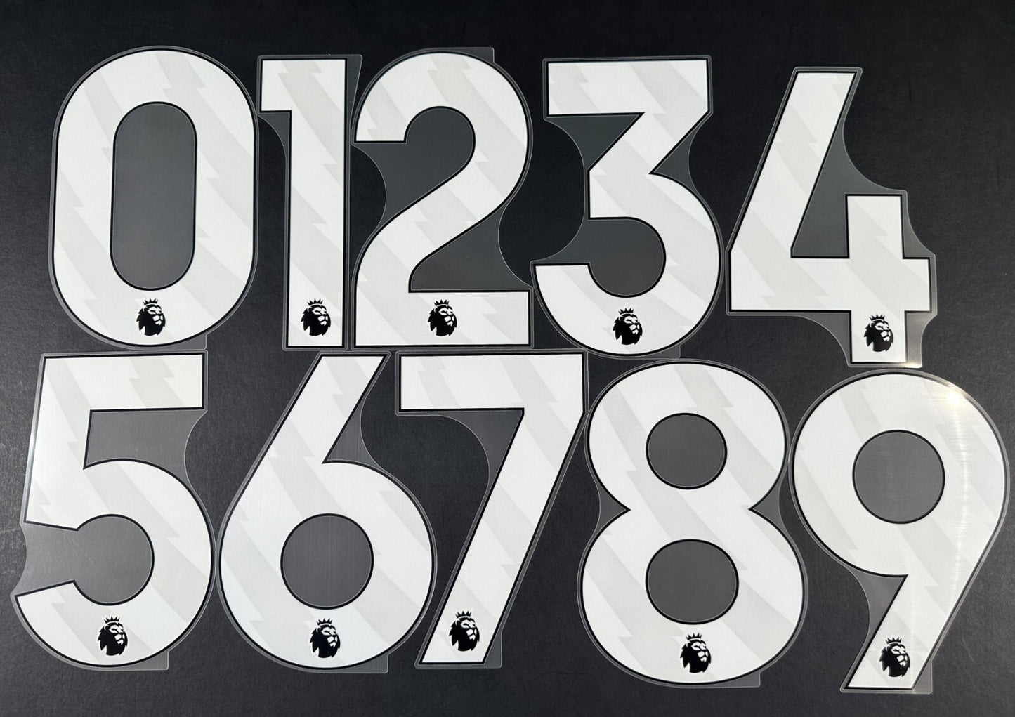 2024  2025 OFFICIAL AVERY DENNISON PREMIER LEAGUE WHITE PLAYER SIZE NUMBERS