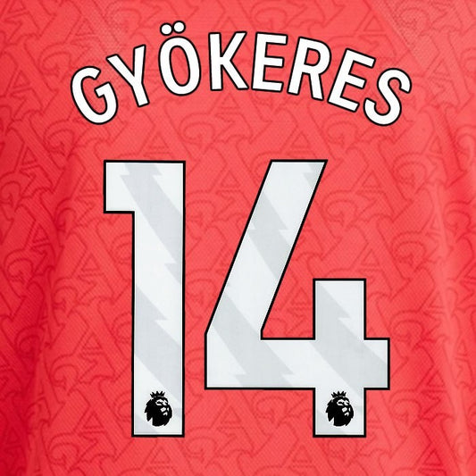 2025 2026 ARSENAL GYOKERES 14 WHITE HOME OFFICIAL PLAYER SIZE NAMESET