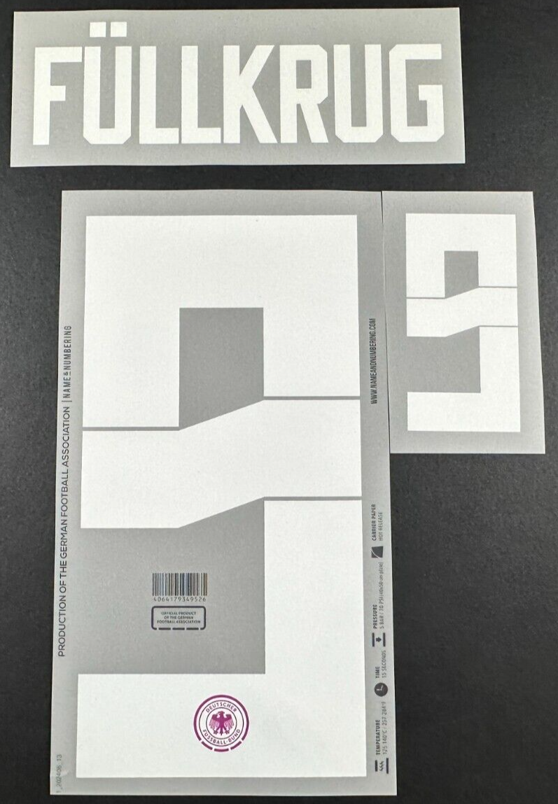 GERMANY 2024-2025 OFFICIAL NAME & NUMBERING FULLKRUG 9 AWAY PLAYER SIZE NAMESET