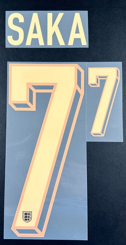 ENGLAND 2024-2025 OFFICIAL SPORTING ID SAKA 7 AWAY PLAYER SIZE NAMESET