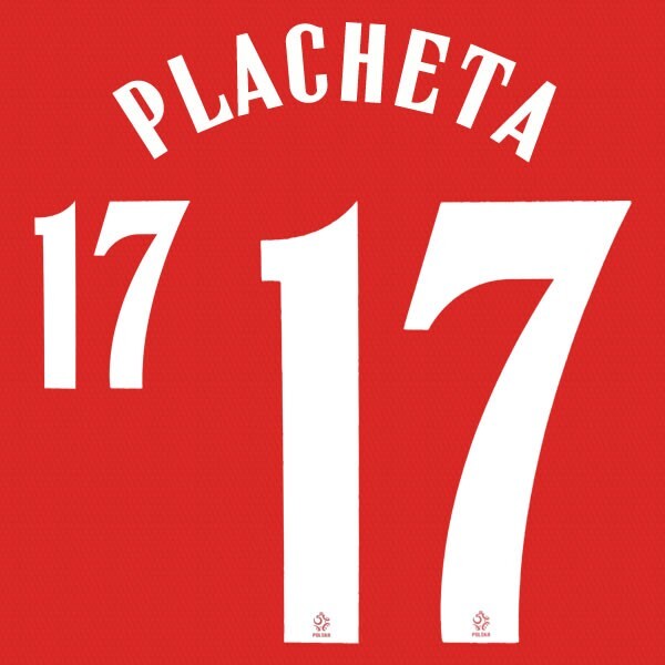 2020 2021 OFFICIAL POLAND PLACHETA 17 AWAY WHITE PLAYER SIZE NAMESET
