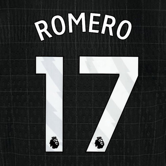 2025 2026 TOTTENHAM ROMERO 17 WHITE AWAY PLAYER SIZE NAME SET