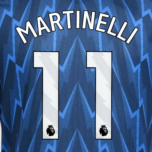 2025 2026 ARSENAL MARTINELLI 11 WHITE AWAY OFFICIAL PLAYER SIZE NAMESET