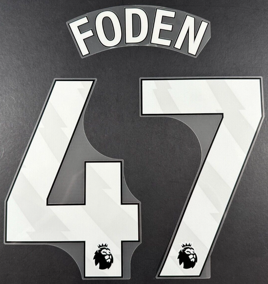 MAN CITY 2025/2026 FODEN 47 OFFICIAL AVERY DENNISON WHITE PLAYER SIZE NAME SET