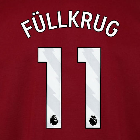 2025 2026 WEST HAM FULLKRUG 11 OFFICIAL WHITE HOME PLAYER SIZE NAMESET