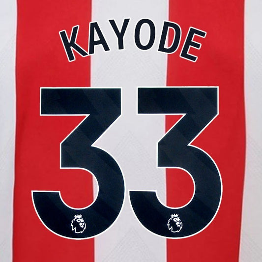 2024 2025 BRENTFORD KAYODE 33 OFFICIAL BLACK HOME PLAYER SIZE NAMESET