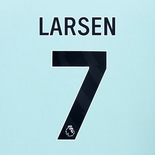 2025 2026 BURNLEY LARSEN 7 OFFICIAL BLACK AWAY PLAYER SIZE NAMESET