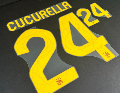 SPAIN 2024 2025 OFFICIAL AVERY DENNISON CUCURELLA 24 HOME PLAYER SIZE NAMESET