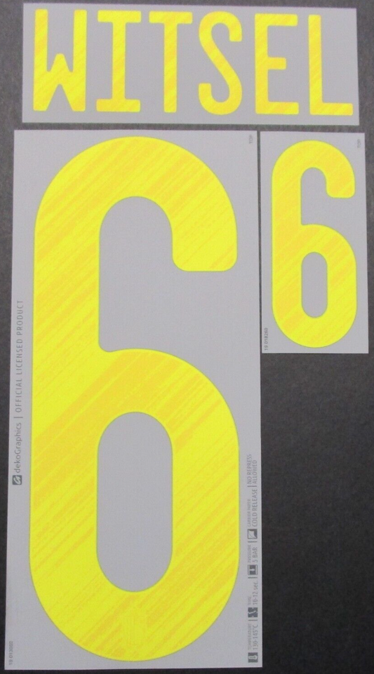 BELGIUM 2020 2021 OFFICIAL WITSEL 6 HOME YELLOW PLAYER SIZE NAMESET