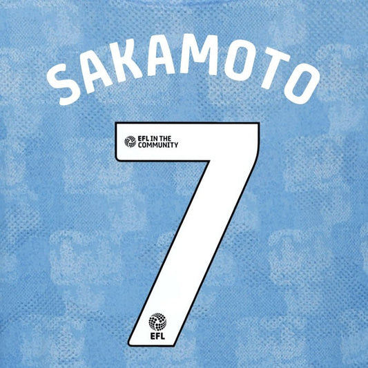 25 26 COVENTRY CITY SAKAMOTO 7 OFFICIAL WHITE HOME PLAYER SIZE NAME SET 230MM