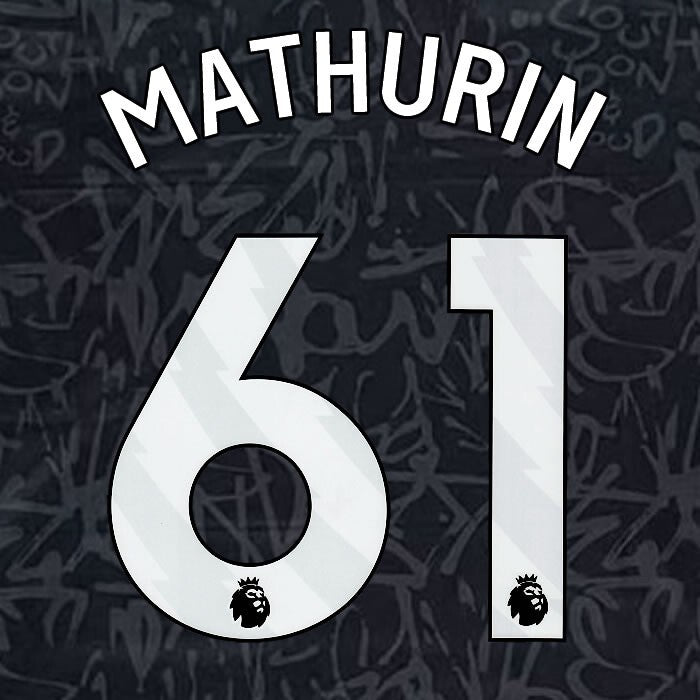2023 2024 OFFICIAL CRYSTAL PALACE MATHURIN 61 WHITE 3RD PLAYER SIZE NAMESET
