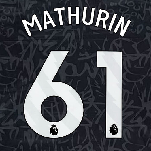 2023 2024 OFFICIAL CRYSTAL PALACE MATHURIN 61 WHITE 3RD PLAYER SIZE NAMESET