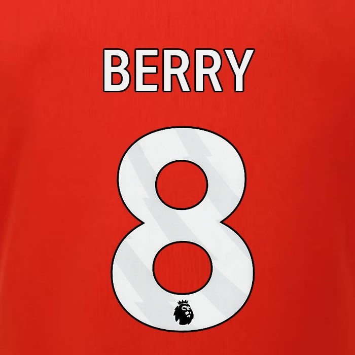 2023 2024 LUTON TOWN OFFICIAL BERRY 8 WHITE HOME PLAYER SIZE NAMESET