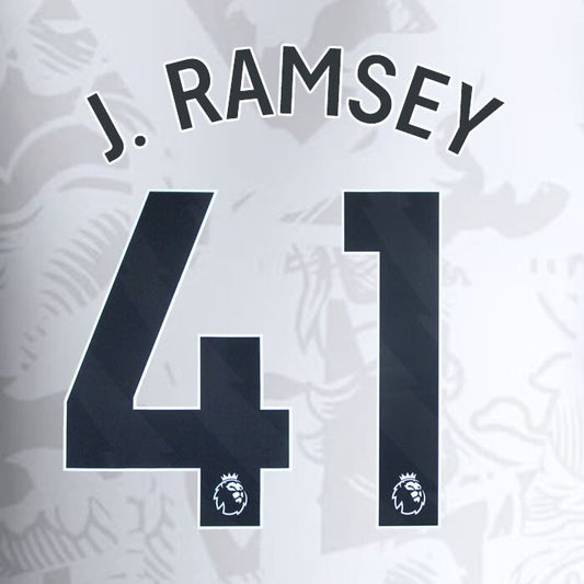 2023 2024 ASTON VILLA J. RAMSEY 41 OFFICIAL BLACK AWAY PLAYER SIZE NAMESET