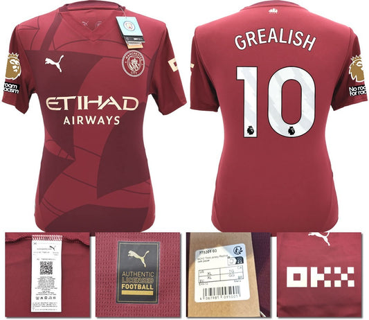 BNWT 24 25 MAN CITY PUMA THIRD GREALISH 10 + PATCHES FOOTBALL SHIRT MENS MEDIUM