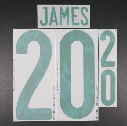 WALES 2020 2021 OFFICIAL DekoGraphics JAMES 20 AWAY GREEN PLAYER SIZE NAMESET