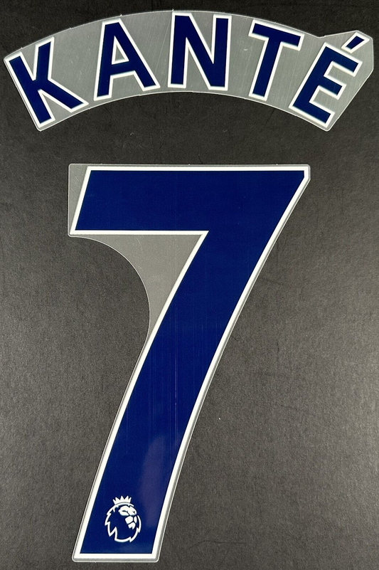 CHELSEA 2019-23 KANTE 7 OFFICIAL AVERY DENNISON NAVY PLAYER SIZE NAME SET