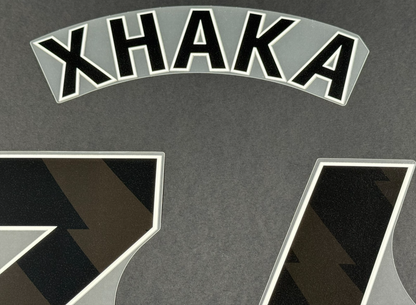 SUNDERLAND 2025-26 XHAKA 34 OFFICIAL AVERY DENNISON BLACK PLAYER SIZE NAME SET