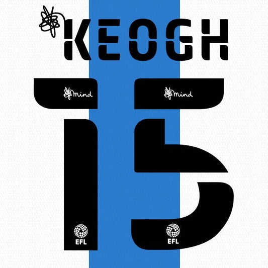 HUDDERSFIELD 2020 2021 OFFICIAL KEOGH 15 HOME PLAYER SIZE NAME SET