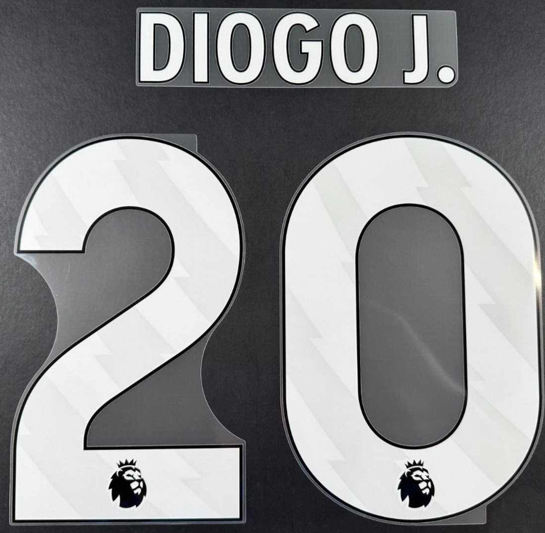 LIVERPOOL 2023/25 DIOGO J. 20 OFFICIAL AVERY DENNISON WHITE PLAYER SIZE NAME SET
