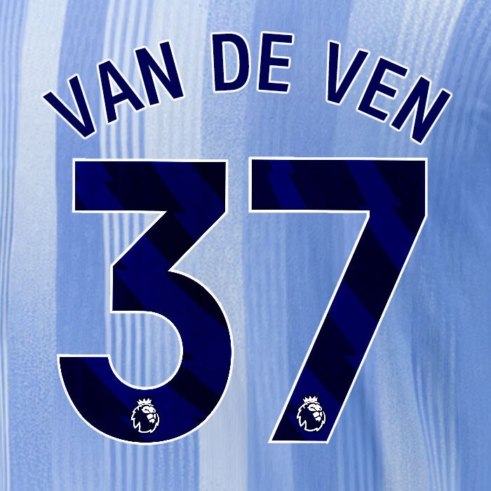 2024 2025 TOTTENHAM VAN DE VEN 37 BLUE AWAY PLAYER SIZE NAME SET
