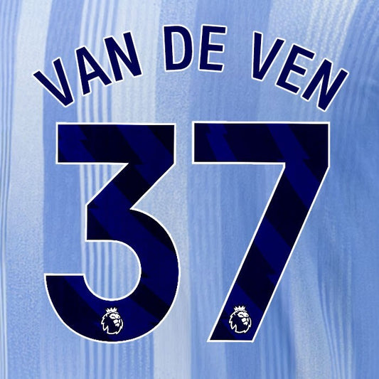 2024 2025 TOTTENHAM VAN DE VEN 37 BLUE AWAY PLAYER SIZE NAME SET