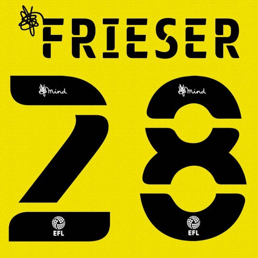 BARNSLEY 2020 2021 OFFICIAL FRIESER 28 3RD PLAYER SIZE NAME SET