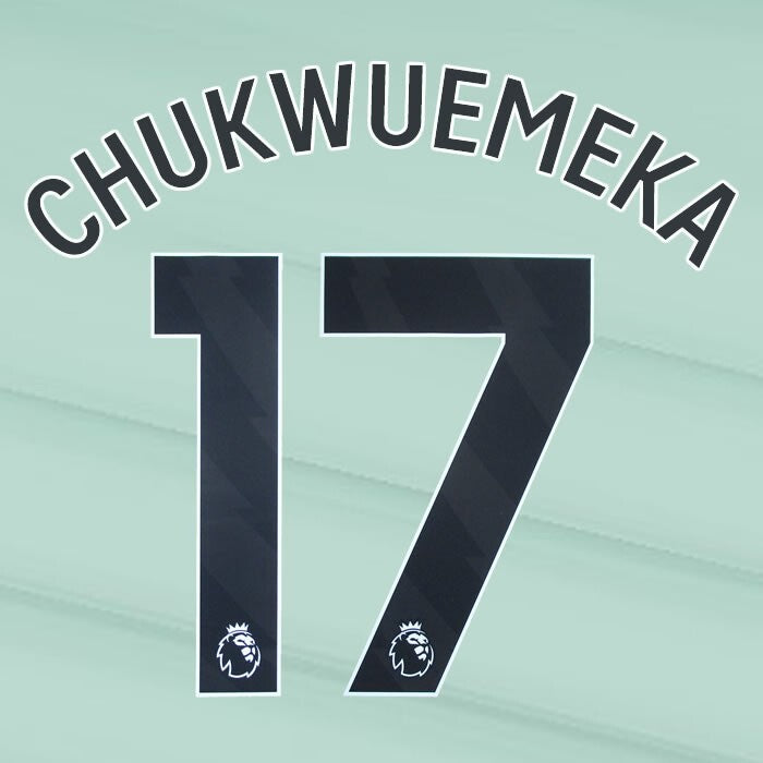 2023 2024 OFFICIAL CHELSEA CHUKWUEMEKA 17 BLACK 3RD PLAYER SIZE NAMESET