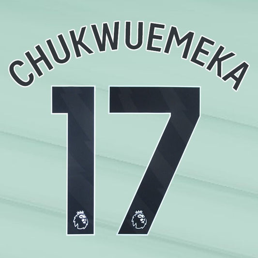 2023 2024 OFFICIAL CHELSEA CHUKWUEMEKA 17 BLACK 3RD PLAYER SIZE NAMESET