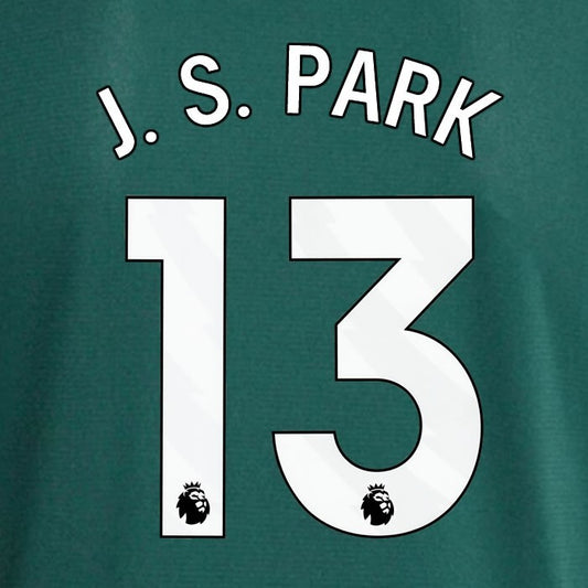 MAN UTD 23 - 24 J. S. PARK 13 OFFICIAL AVERY DENNISON WHITE PLAYER SIZE NAME SET